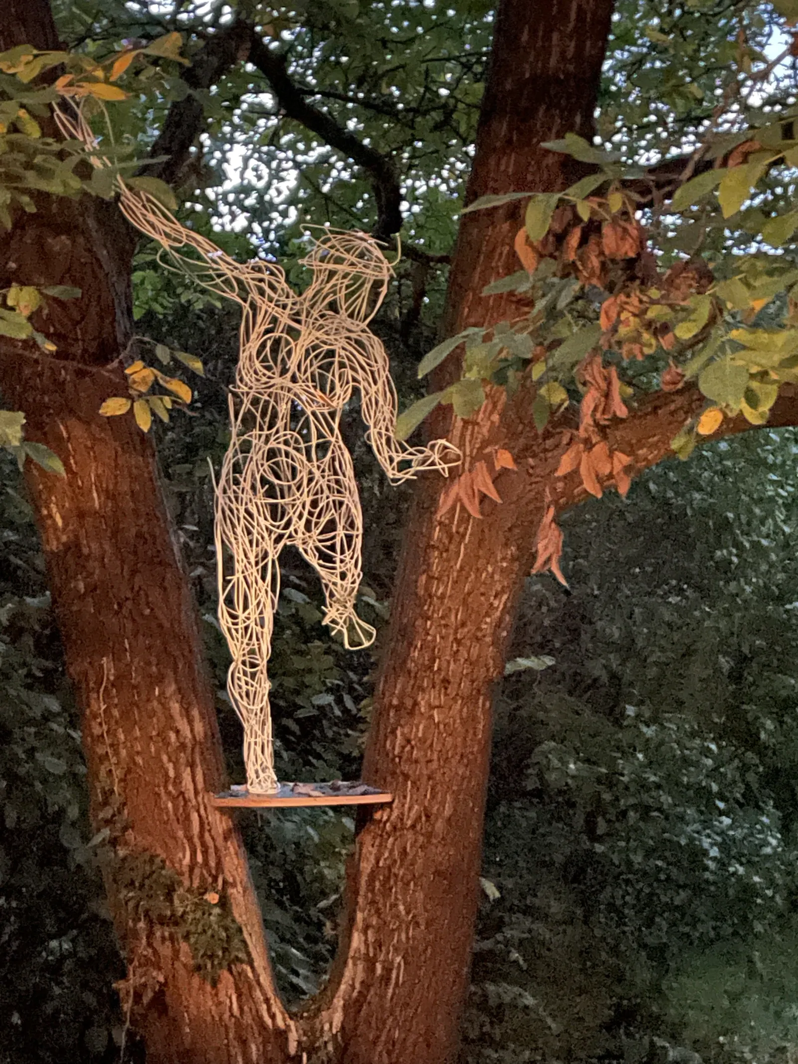BAUMTÄNZERIN – Drahtskulptur von Bildhauerin Stefanie Welk, Kunst für den Garten